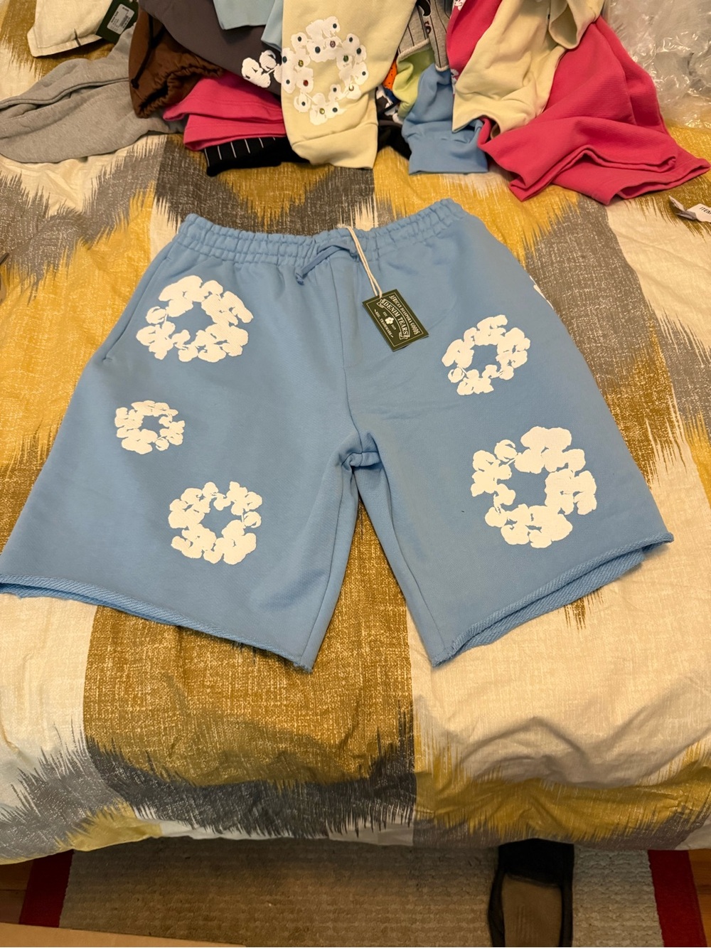 Denim Tears Cotton Wreath Men’s Light Blue Shorts Size M